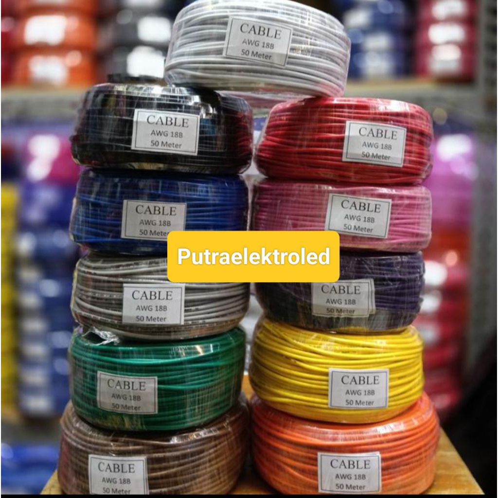 Kabel Awg 18 B 50meter Serabut Tembaga Putih / Kabel Awg18 Besar