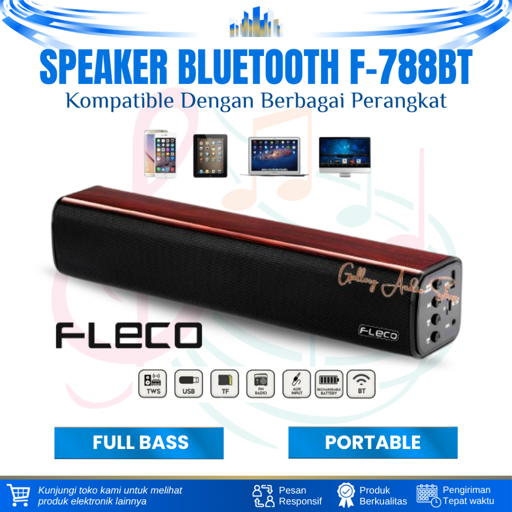 SPEAKER BLUETOOTH SUPER BASS FLECO F-788BT WIRELESS SPEAKER SOUNDBAR TV KOMPUTER SPEAKER PORTABLE