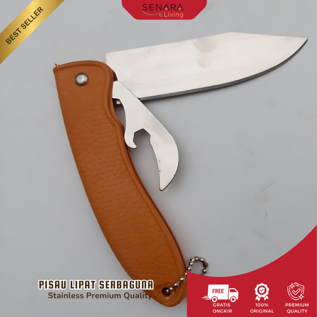 SENARA Living Pisau Lipat Serbaguna | Camping Outdoor Pisau Buah Portabel Tajam Stainless