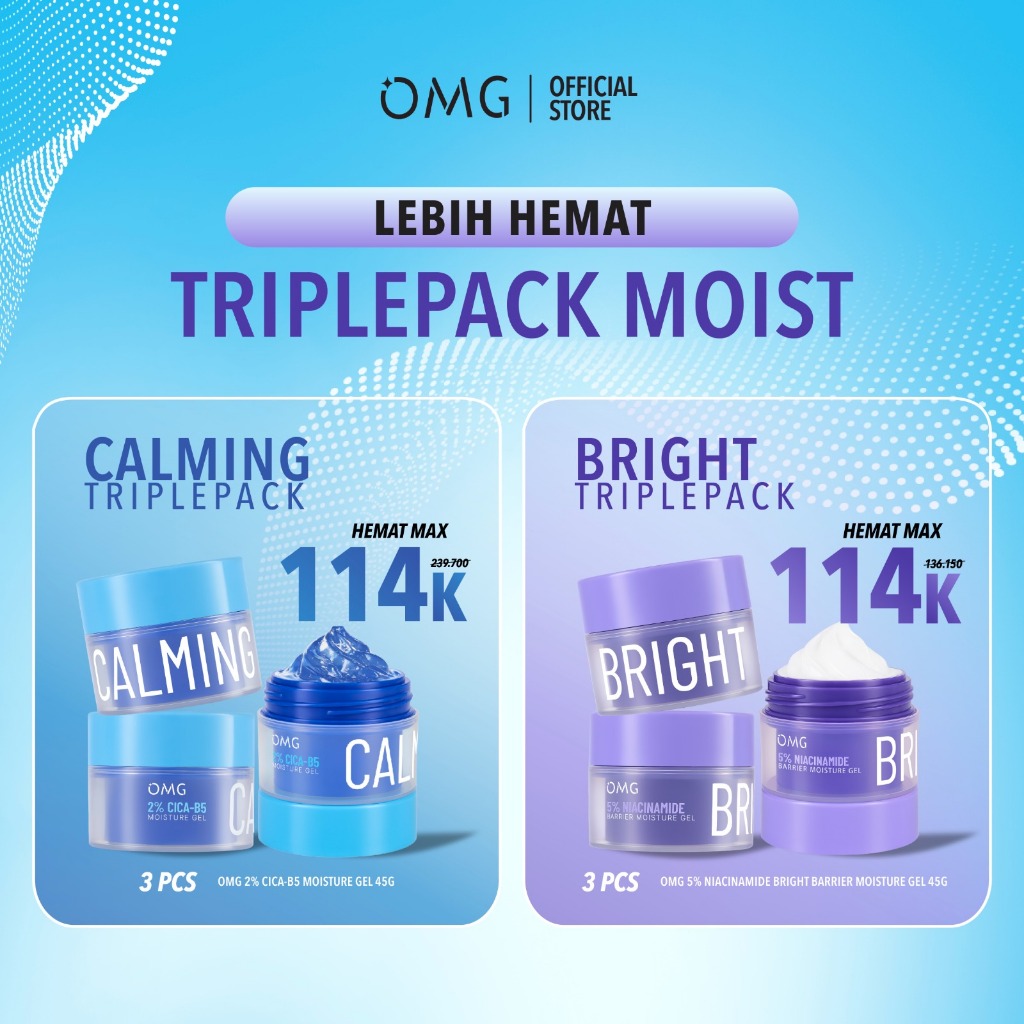 [TRIPLEPACK] OMG OH MY GLOW Bright Barrier & Calming Moisturizer Gel 45 g - Pelembab Wajah - Mencera