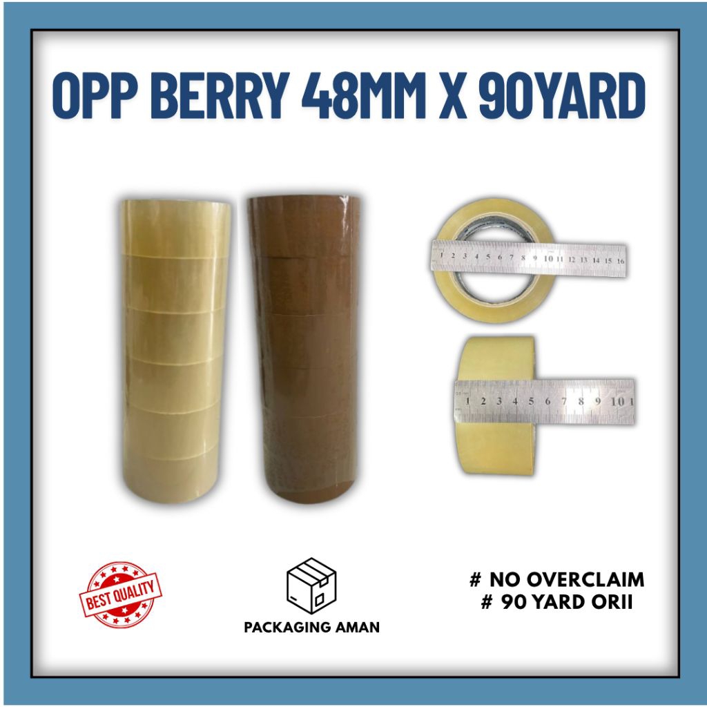 

OPP BERRY 48MM X 90 YARD ORI - LAKBAN BENING 2INCHI - LAKBAN PACKING WARNA BENING SUPER MURAH