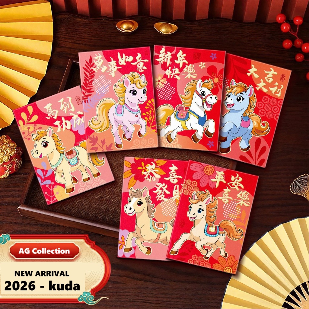 

Amplop Angpao Imlek KUDA 2026 Sinchia tahun baru CNY Hongpao LABUBU Uk M sedang