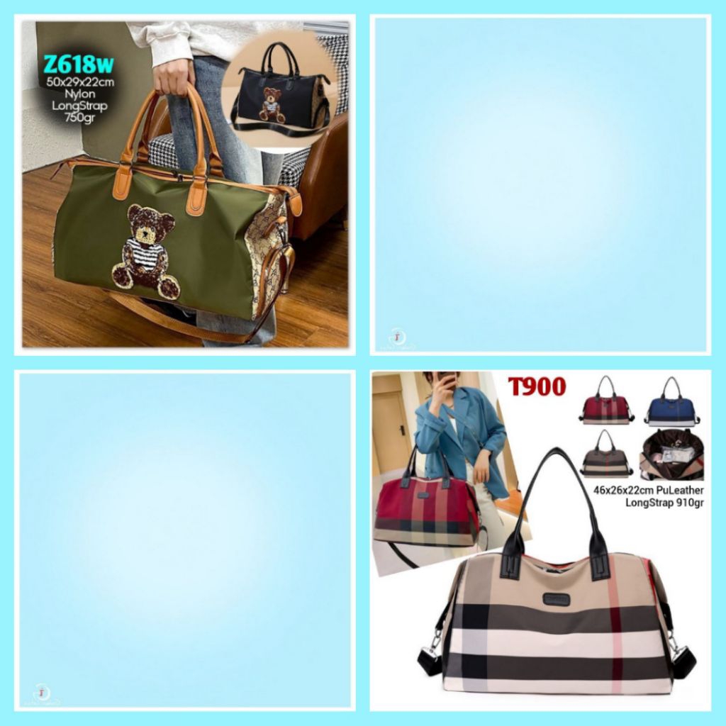 Tas Traveling Pakaian Gij. T900 Z618w BEAR , BURBERRY PLAID Duffle Bag Tas Travel Gym Olahraga Tas B