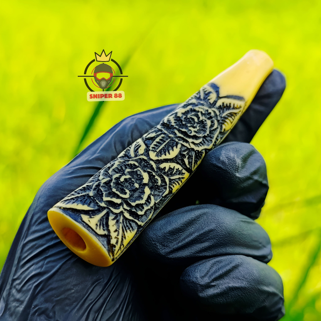 once pipa padud cangklong ukir bunga timbul Kombinasi Gading Hitam