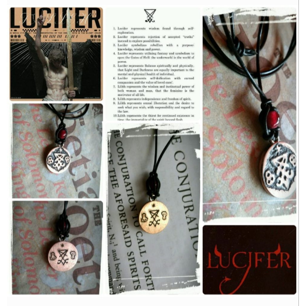 Kalung Liontin Pria Wanita Etnik Lucifer Wisdom Unveited Embrace The Light of Lucifer Choker Vintage