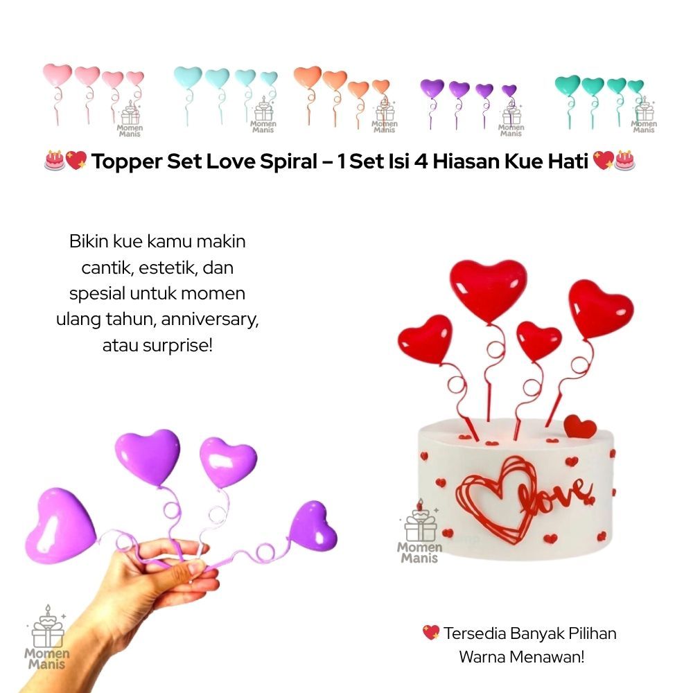 

Topper Hiasan Kue Ulang Tahun Love Spiral Bentuk Hati untuk Dekorasi Cake