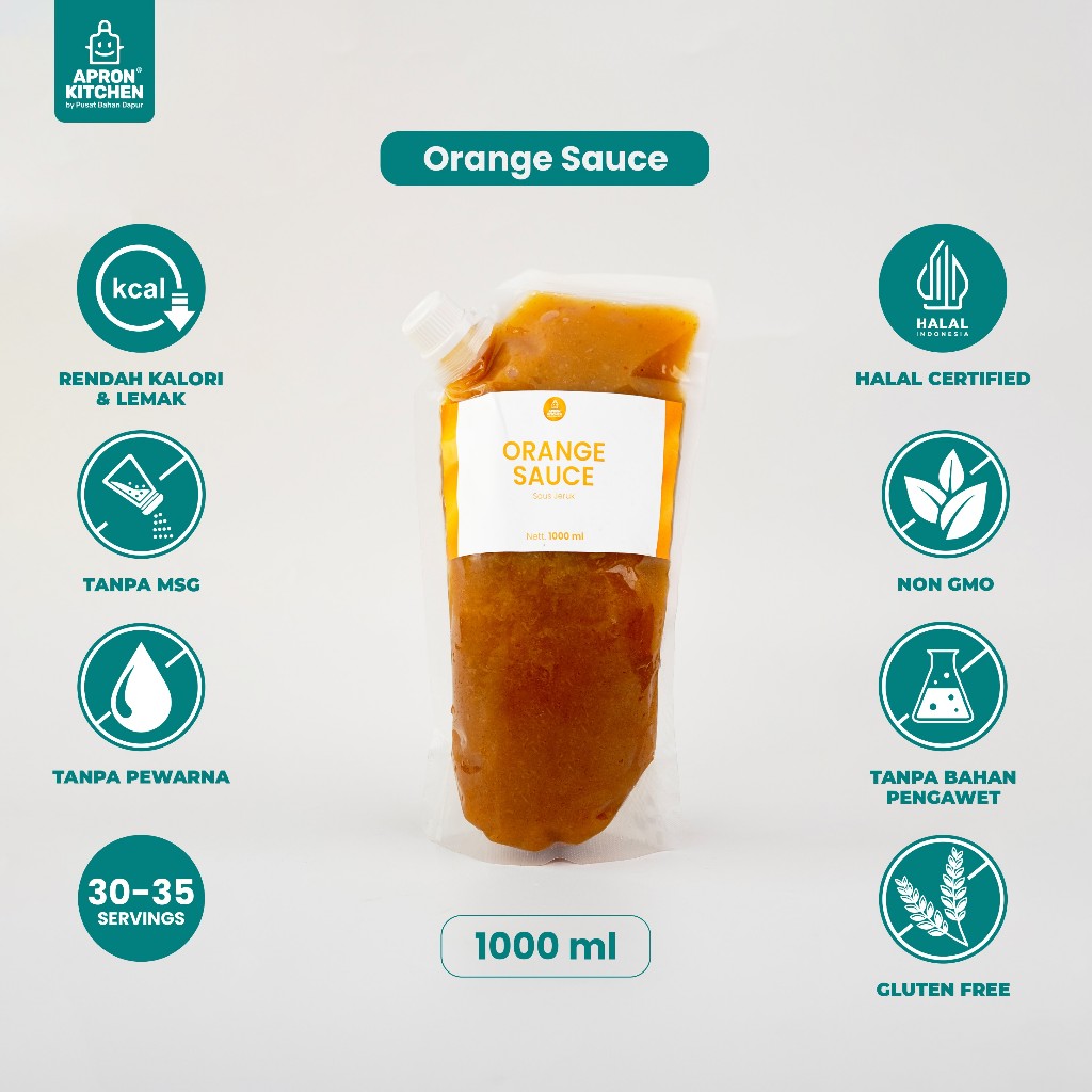 

Apron Kitchen Orange Sauce Kemasan 1 Liter ( Apron Kitchen Saus Masak Asam Manis Jeruk kemasan Grosir)