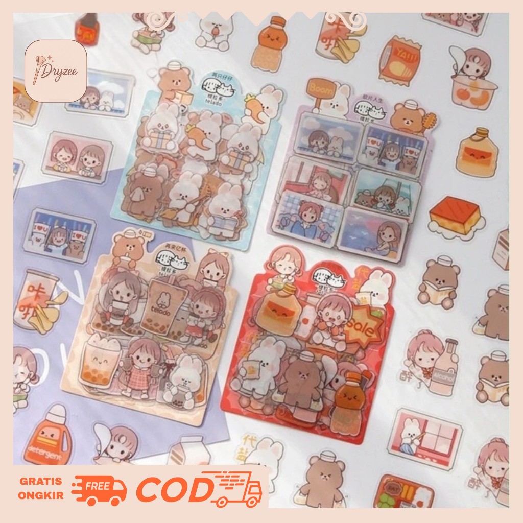 

40 Pcs Stiker Decor Botol Sticker Aesthetic Telado Boba