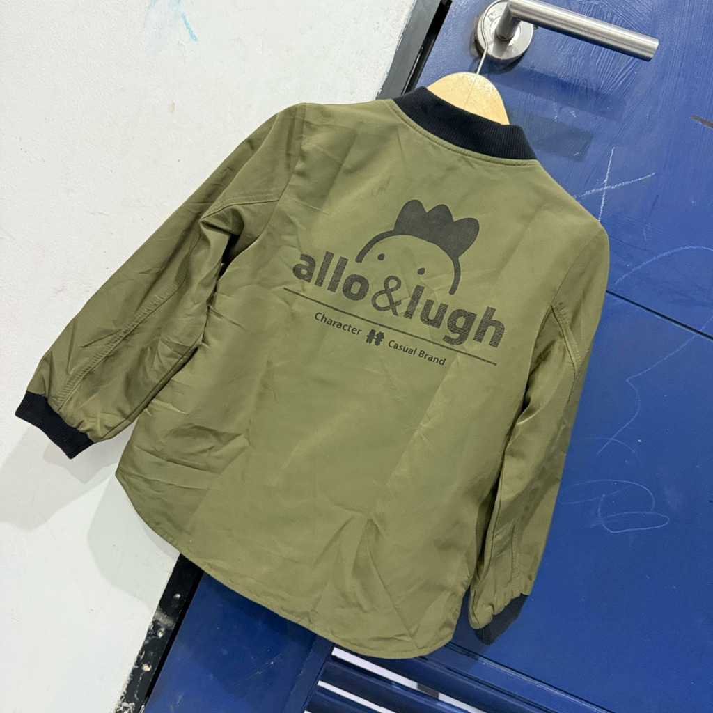 preloved jaket bomber army anak allo lugh 4-5 tahun