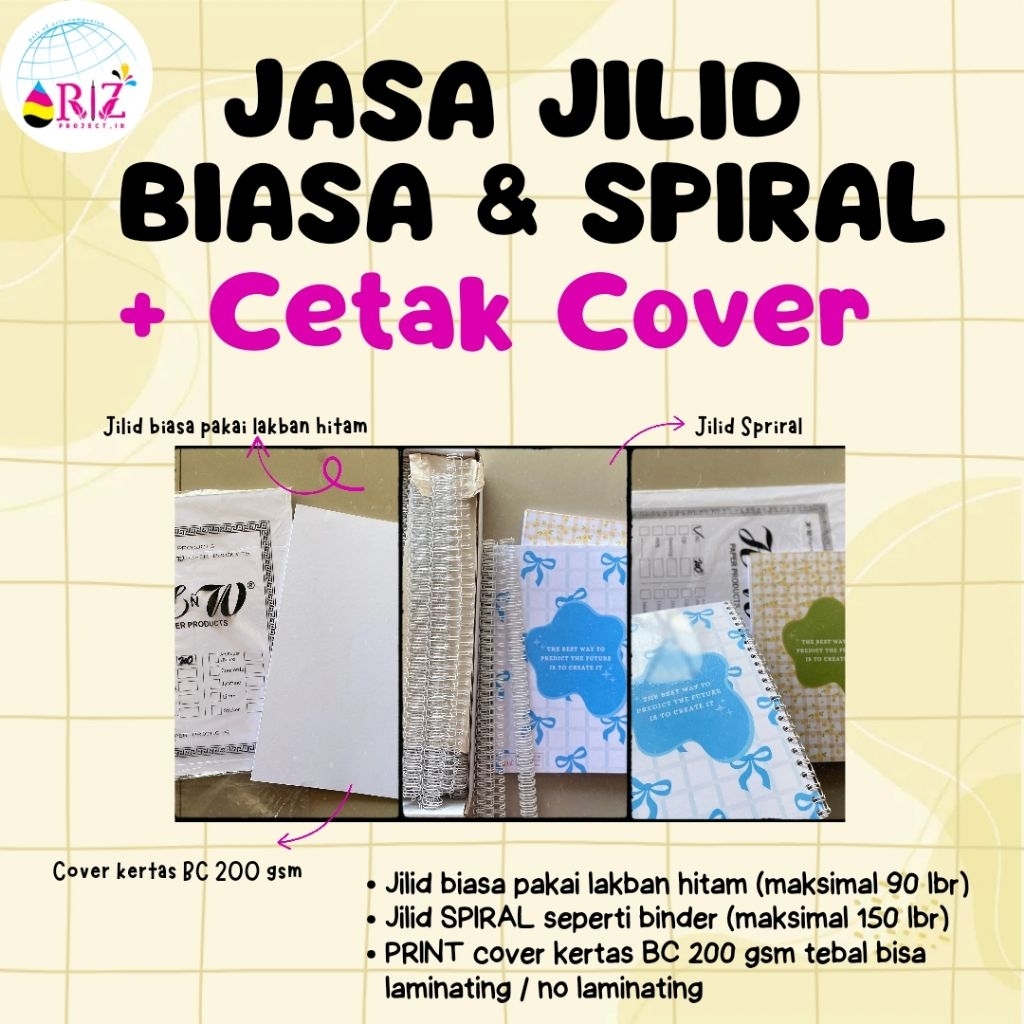 

JASA JILID BIASA DAN SPIRAL, JASA CETAK COVER 200 GSM LAMINATING DAN NO LAMINATING - PENGERJAAN CEPAT MURAH