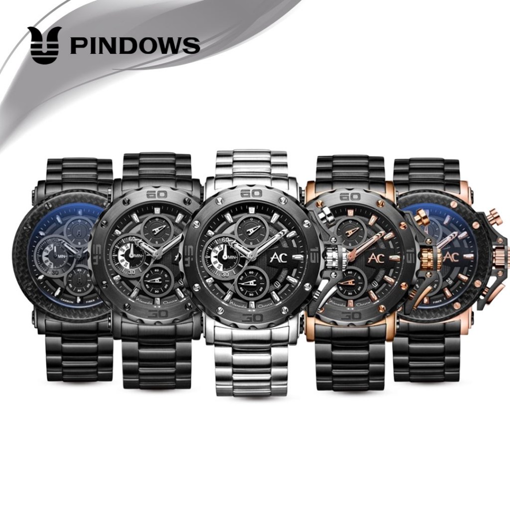 ORIGINAL Jam Tangan Pria Alexandre Christie AC 9205 9205 Carbon Kulit Rubber Stainless Steel