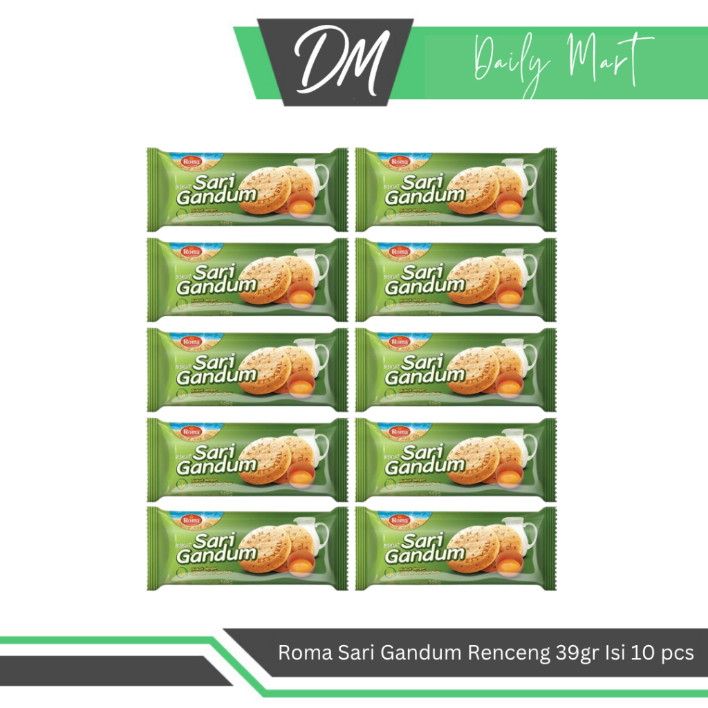 

Roma Sari Gandum 39gr 1 Box Isi 10 Pcs - Biskuit Enak Murah Bergizi