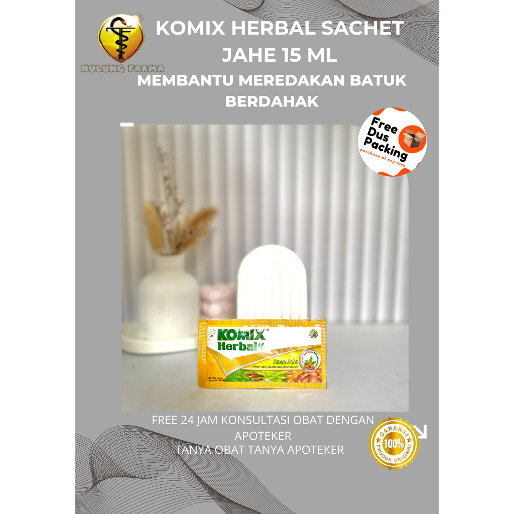 

KOMIX HERBAL SACHET JAHE 15 ML MEMBANTU MEREDAKAN BATUK BERDAHAK
