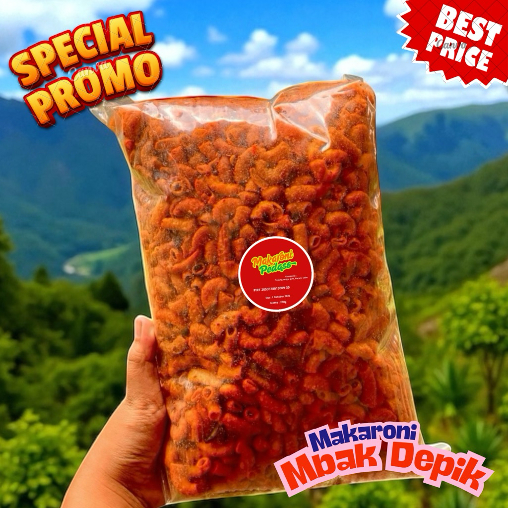 

Makaroni Pedas 1/4kg Rasa Cabe Khas Arek Suroboyo