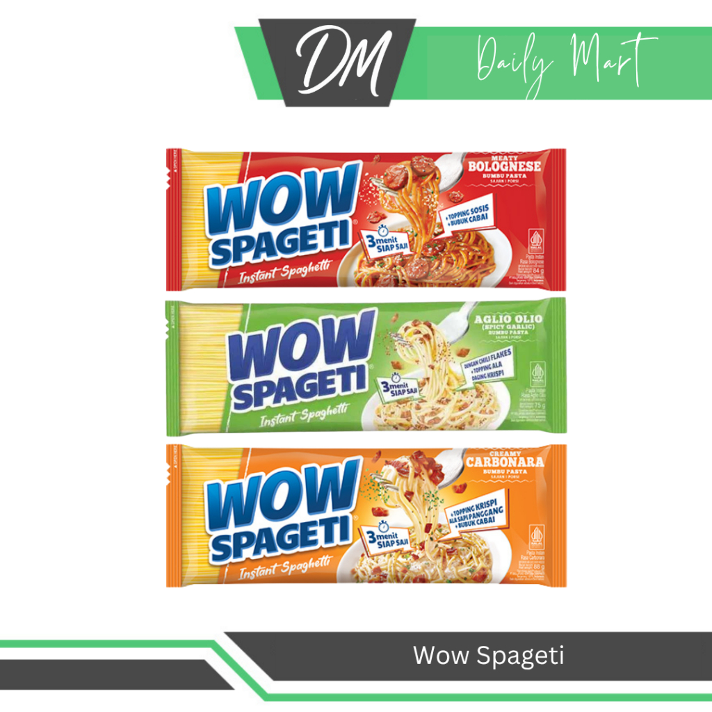 

Wow Spageti All Varian Bolognese/Carbonara/Aglio Olio (Harga Per 5 Pcs) - Spageti Instan Praktis Enak Murah
