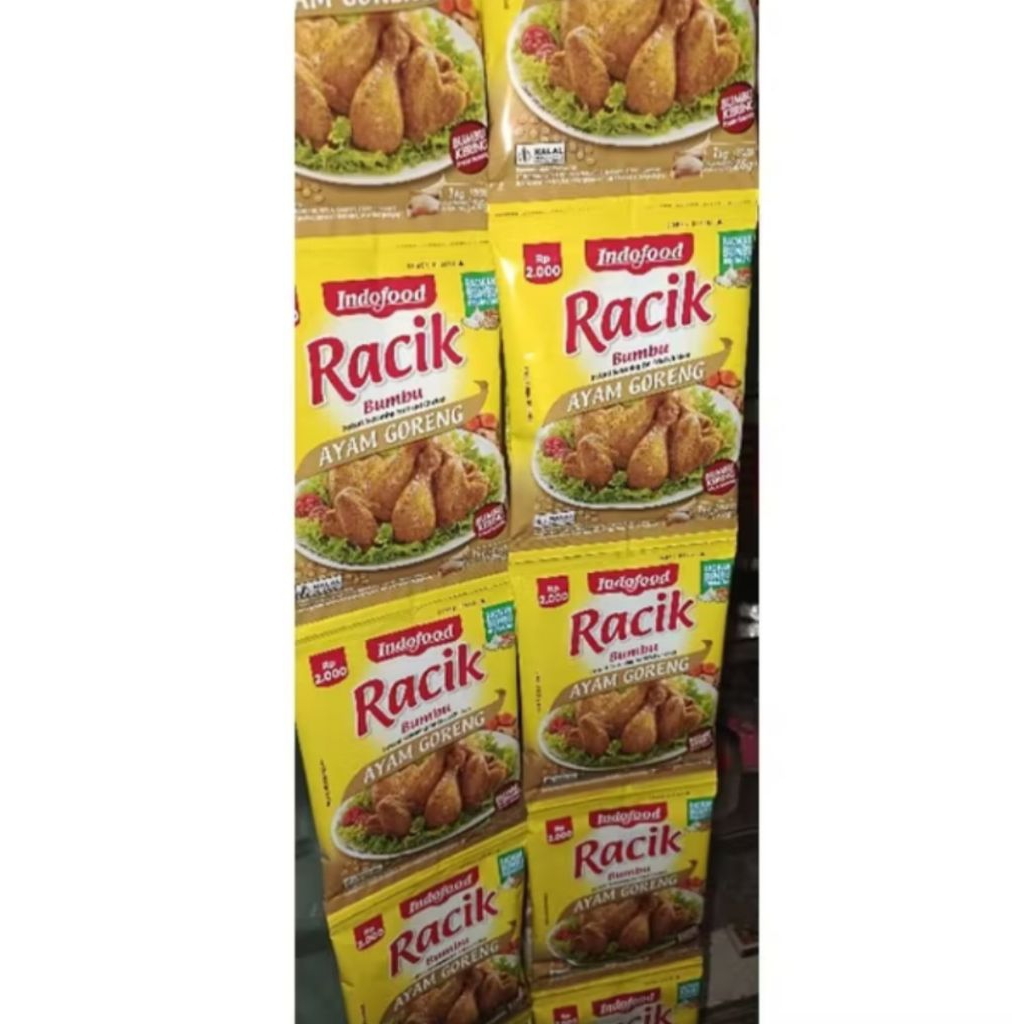 

Racik Ayam Goreng Indofood Kemasan Ukuran 26Gram Ecer/ 10 Biji Per Renceng Murah