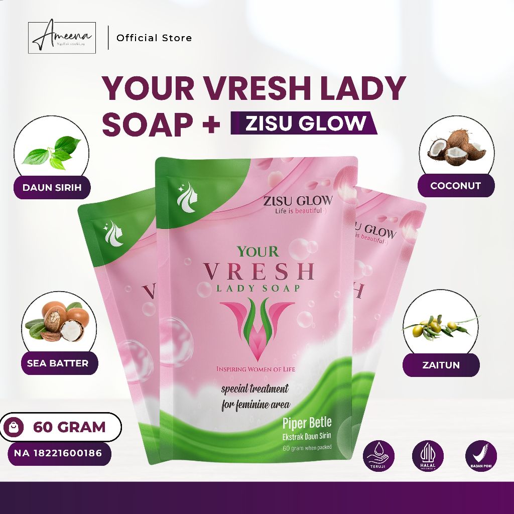 ZISU GLOW YOUR VRESH LADY SOAP - Membersihkan Area Kewanitaan Mengurangi Bau TIdak Sedap Kebersihan 