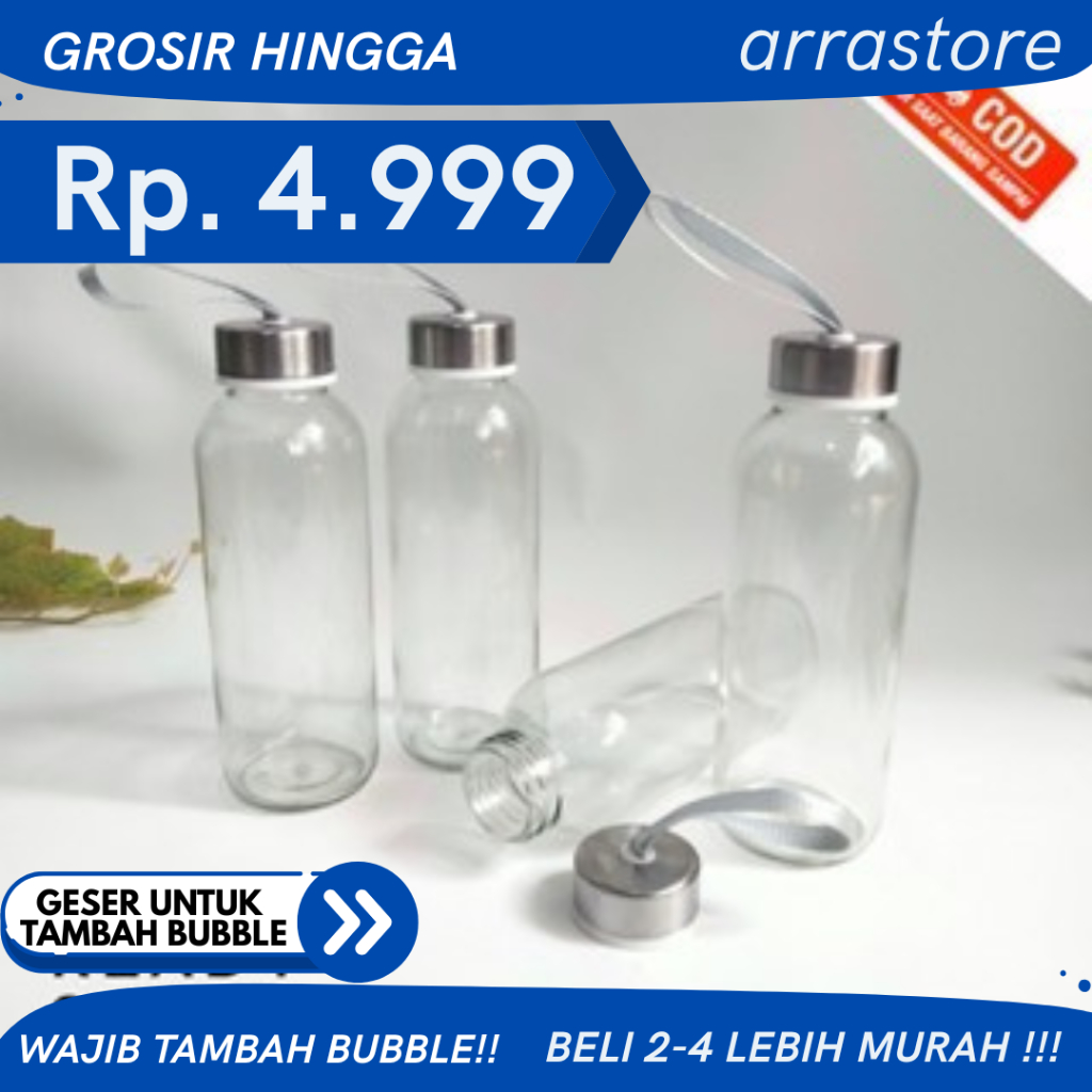 Botol Minum Kaca Bening Polos 420ML