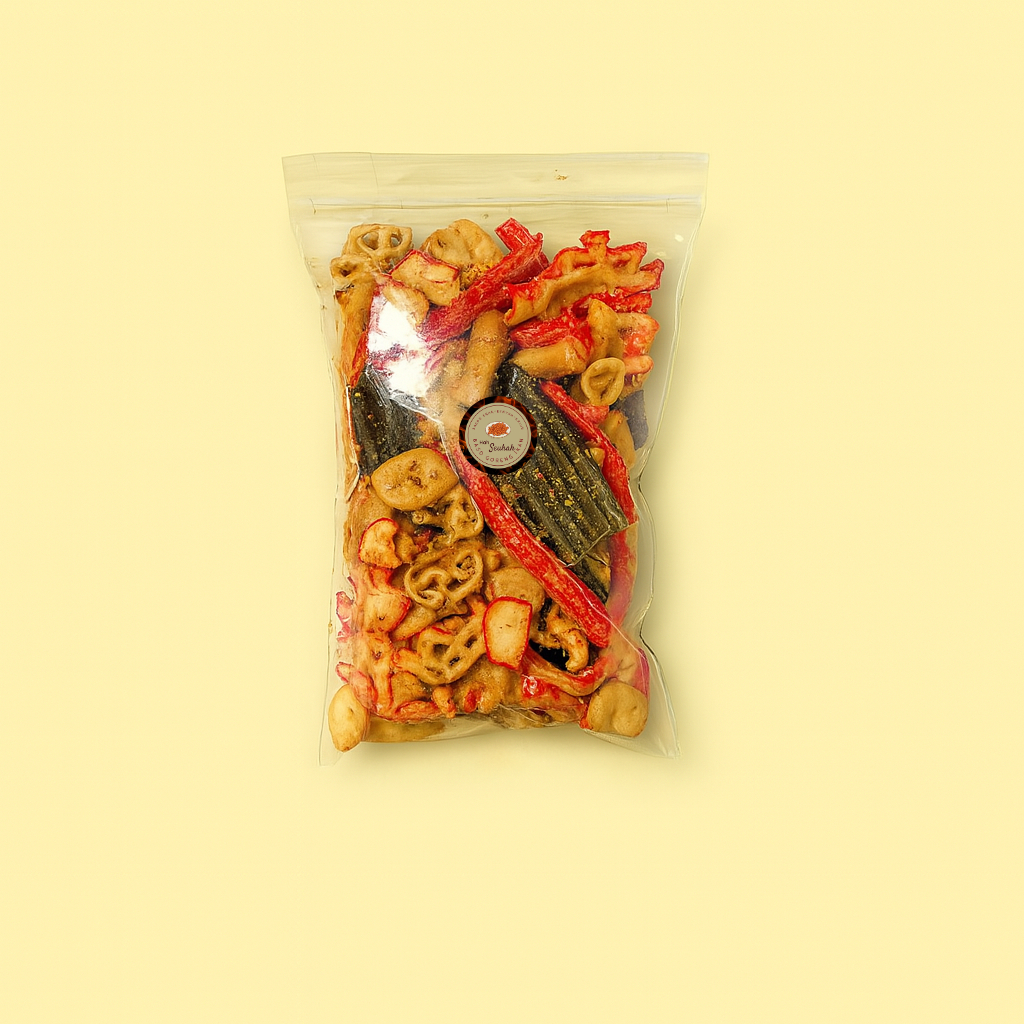 

Kerupuk Seblak Campur Bumbu Kacang Pedas 150gr Camilan Krupuk Mix Lotek