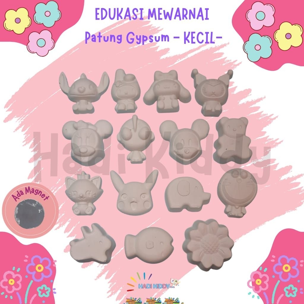 Mewarnai Patung Gypsum Karakter ukuran KECIL ada magnet bisa tempel di kulkas