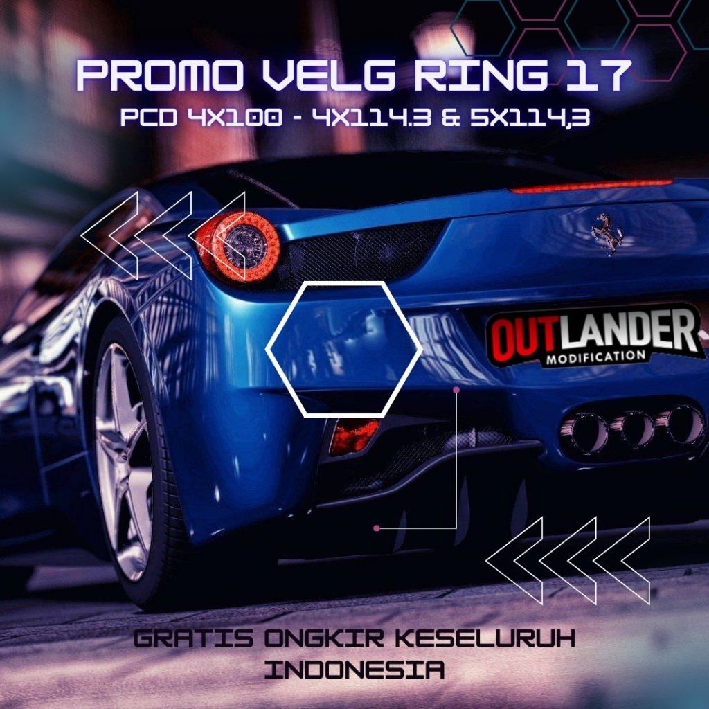 PROMO VELG RACING HSR RING 17 LUBANG BAUT 5 DAN 4, GRATIS ONGKIR