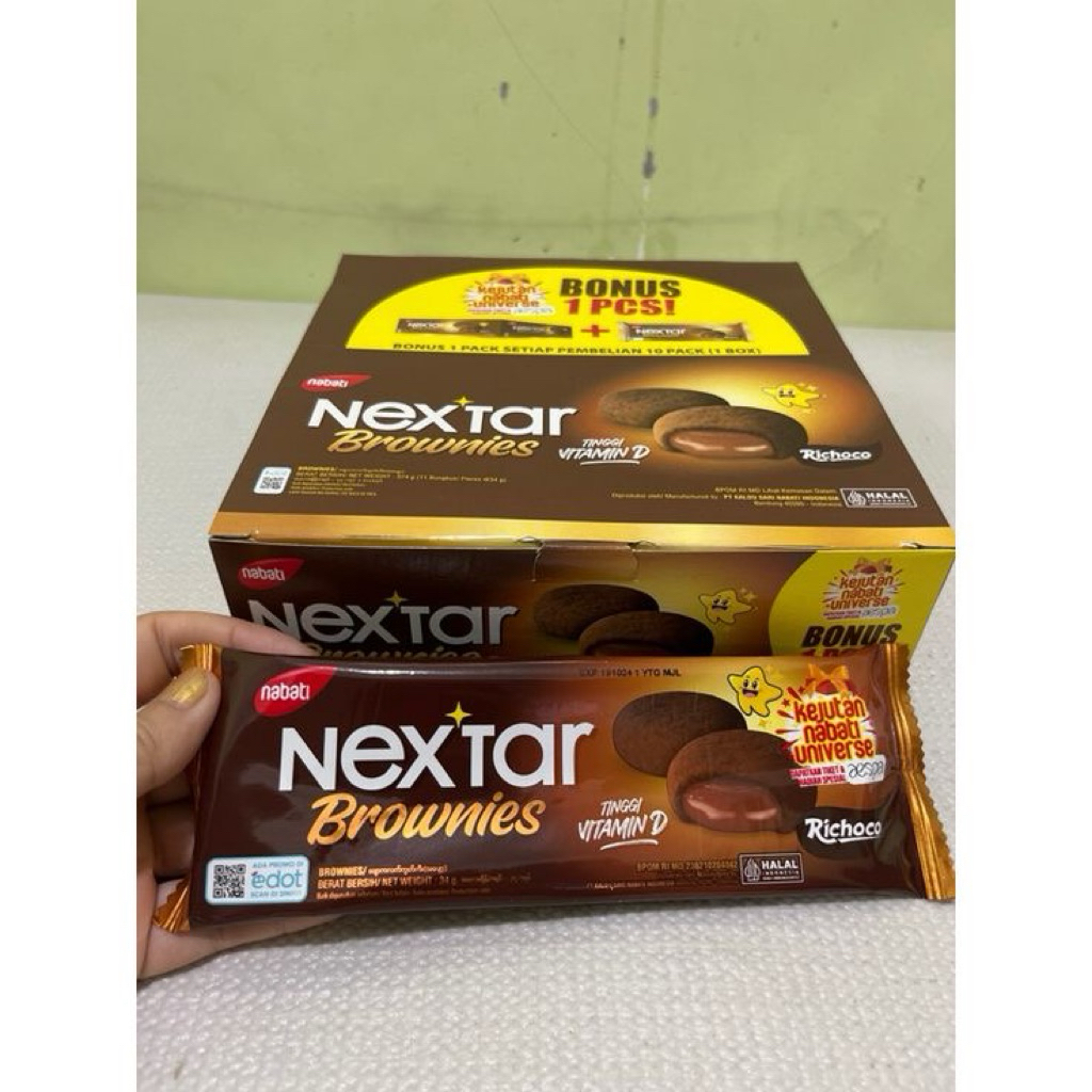 

NABATI Biskuit Cookies Nextar Brownies COKLAT 1 box isi 10pcs