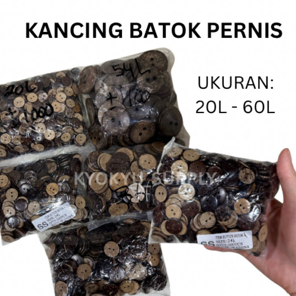 Kancing Batok Pernis (GROSIR) Kancing Baju Batok Kelapa Pernis Lengkap