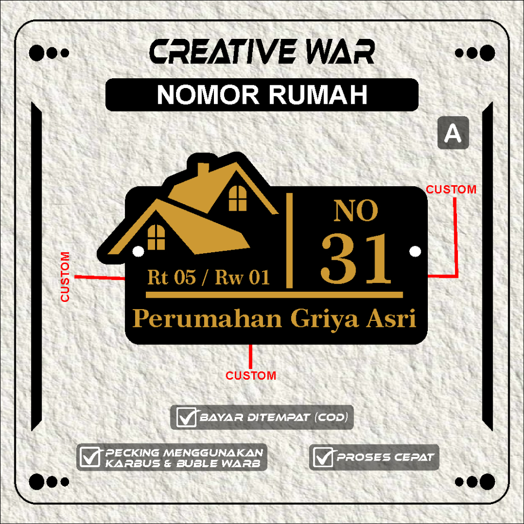 PAPAN NOMOR RUMAH AKRILIK TIMBUL 24x14 cm | NOMER RUMAH AKRILIK TIMBUL   | NO RUMAH AKRILIK TIMBUL  