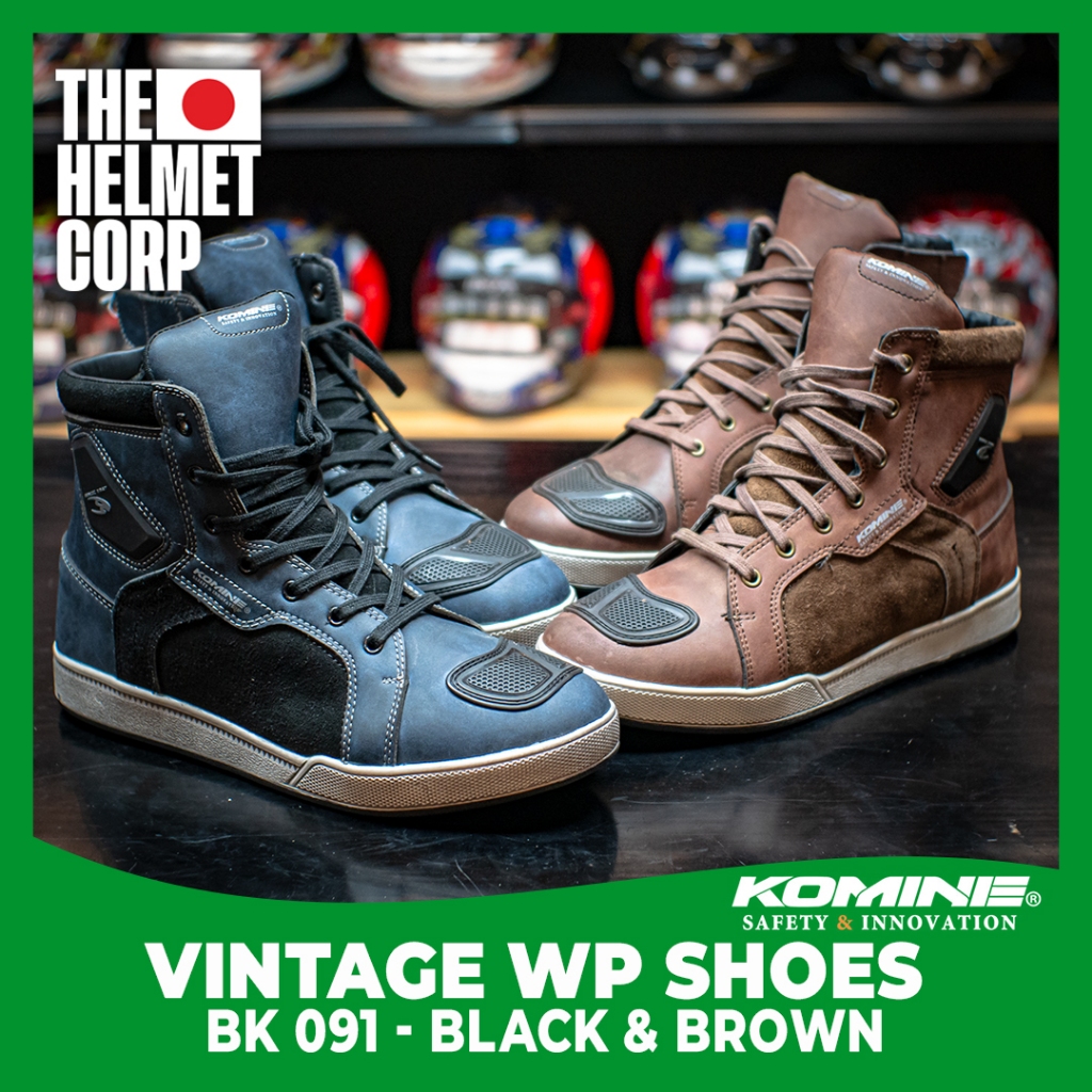 SHOES VINTAGE WATERPROOF KOMINE BK 091 ORIGINAL SEPATU RIDING ANTI AIR KLASIK KOMINE BK-091