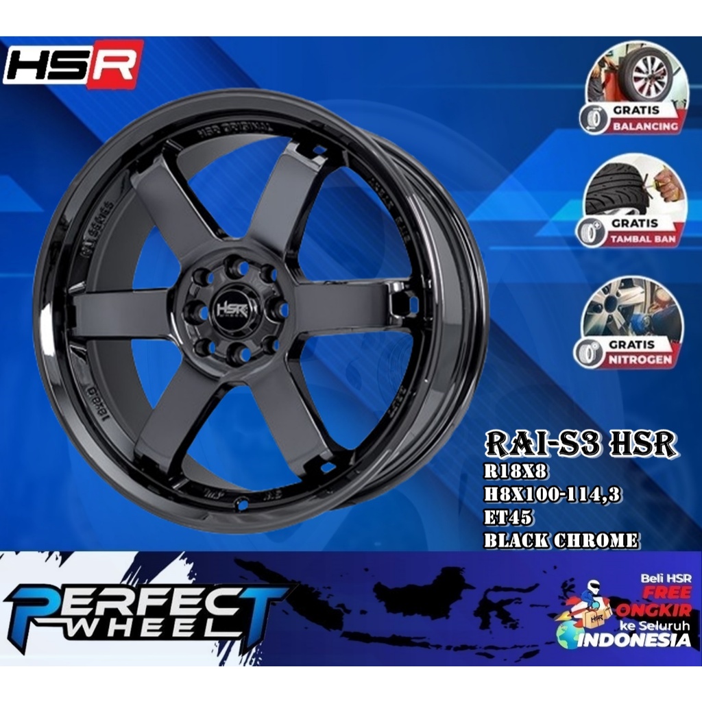Velg Mobil Avanza Ring 18 Rai-S3 Hsr Lebar 8 Black Chrome Velg Mobil Yaris Jazz