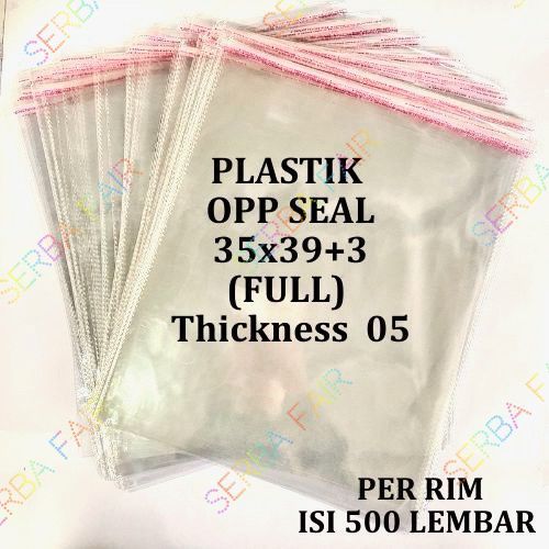 

Plastik OPP Seal / Lem 35x(39+3CM) 05 FULL / ISI 500 Lembar / VALUE TERBAIK