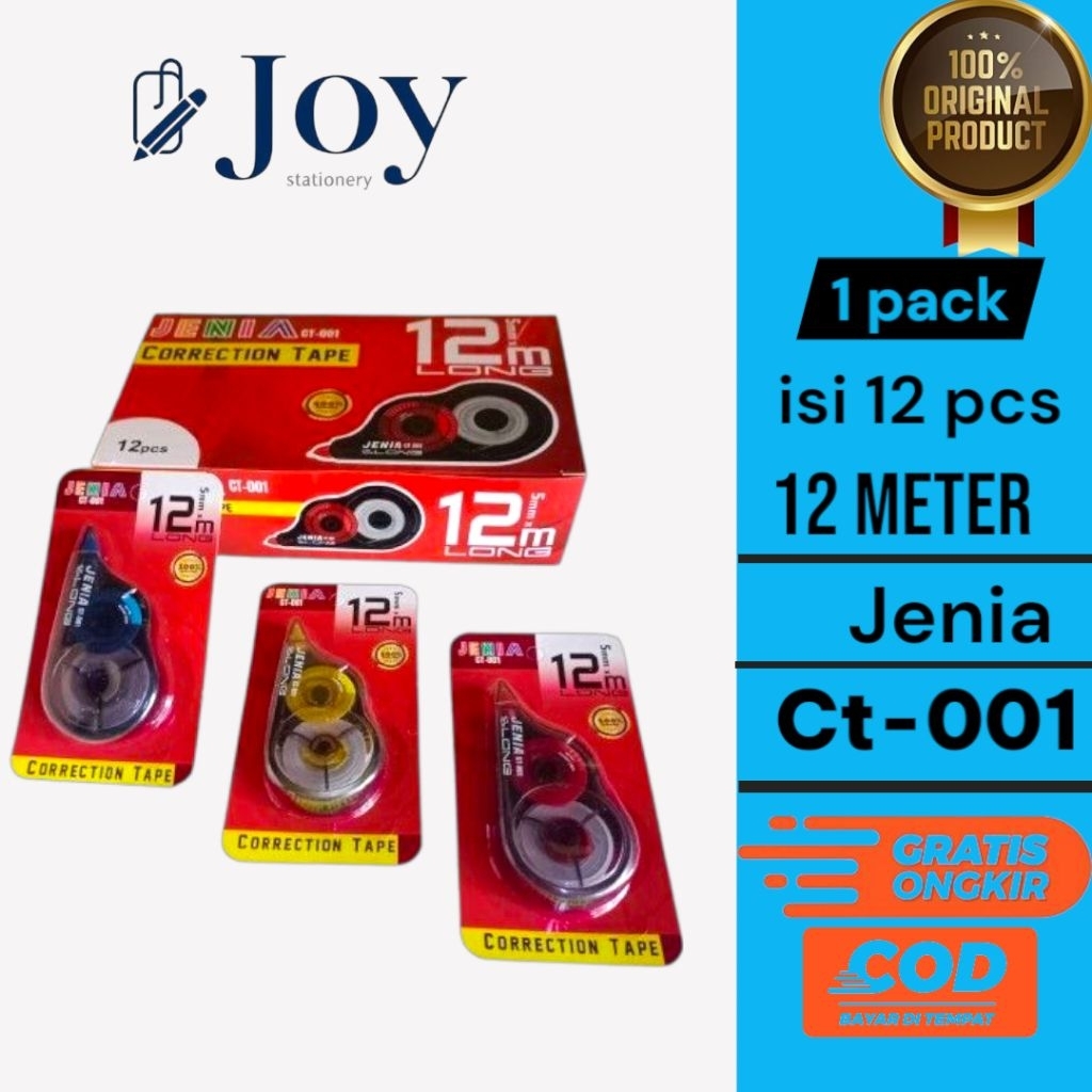 

Tip-ex / Tip-x kertas 12m / Correction Tape Jenia CT-001 12pcs