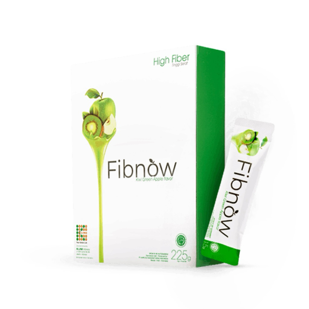 Fibnow Nutrition High Fiber (1 Box isi 15 Sachet) Makanan Tambahan Kaya Nutrisi dengan Kiwi Green Ap