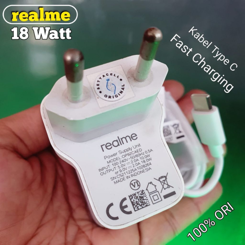 Charger Realme 18Watt Fast Charging Copotan HP ORIGINAL 100% c17 30A 50APrime 6i 7i 8i 5G C25 C25s C