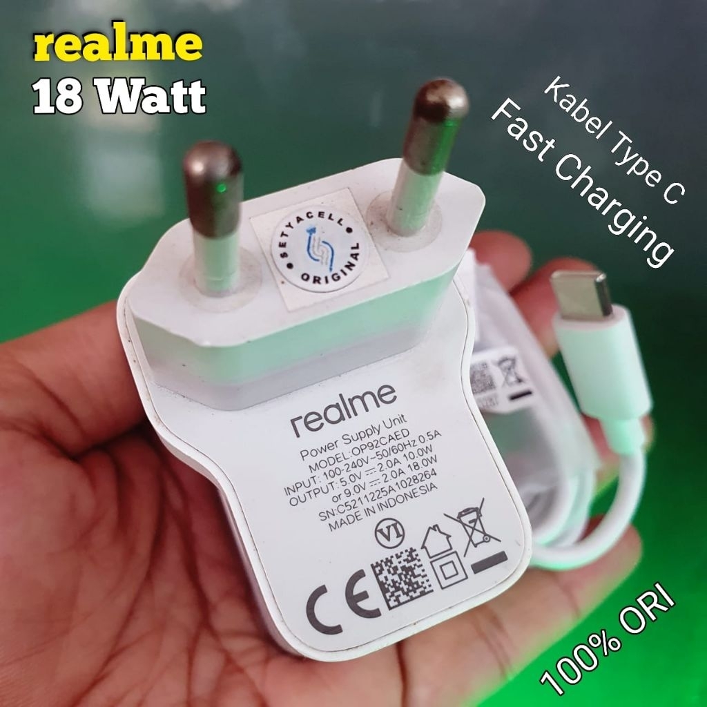 Charger Realme 18Watt Fast Charging Copotan HP ORIGINAL 100% c17 30A 50APrime 6i 7i 8i 5G C25 C25s C