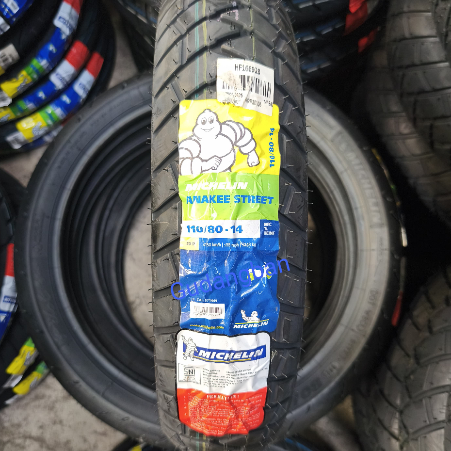 ( RING 14 )  ANAKEE STREET - 110 / 80 14 MICHELIN THN 2025 Ban Motor Semi Trail TUBELESS FREE PENTIL