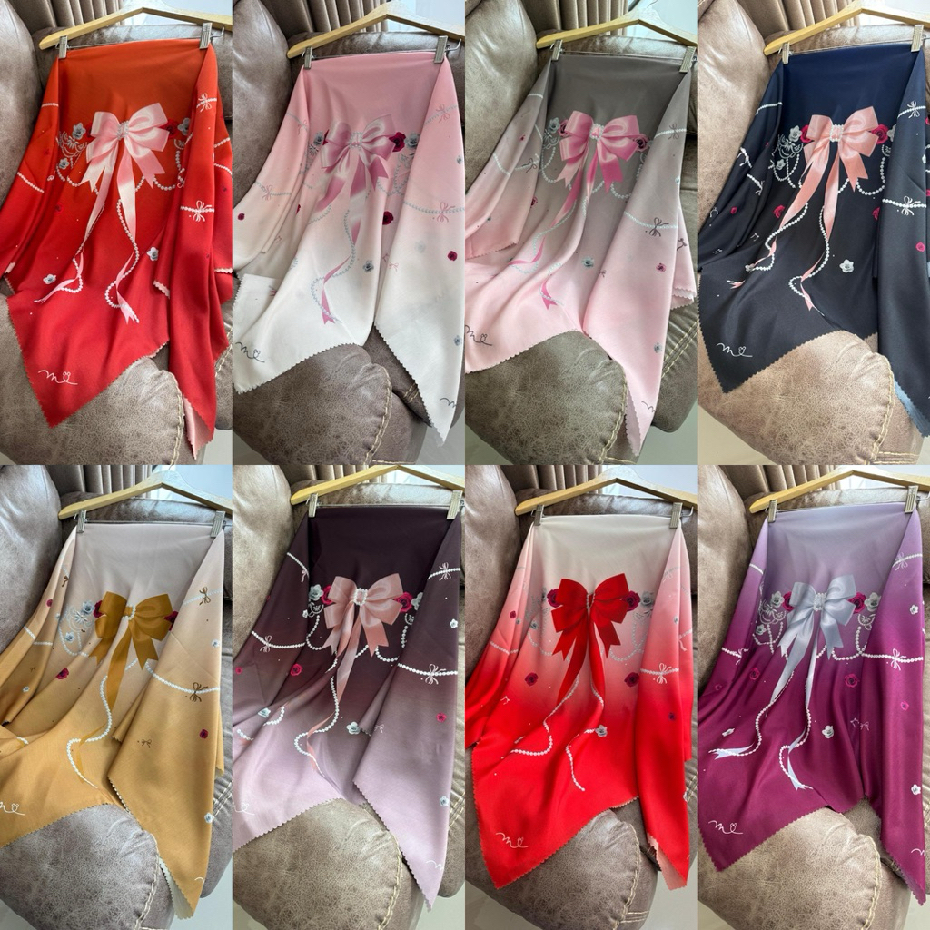 Hijab/jilbab segi empat motif merah putih