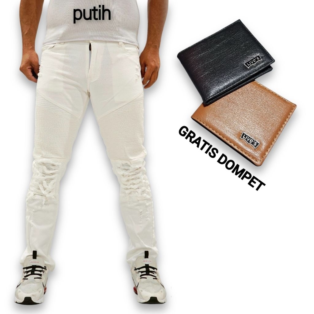 Celana Jeans Putih Celana Panjang Pria Celana Jeans Cowok Celana Jeans Slim Fit Celana Jeans Pria Ce