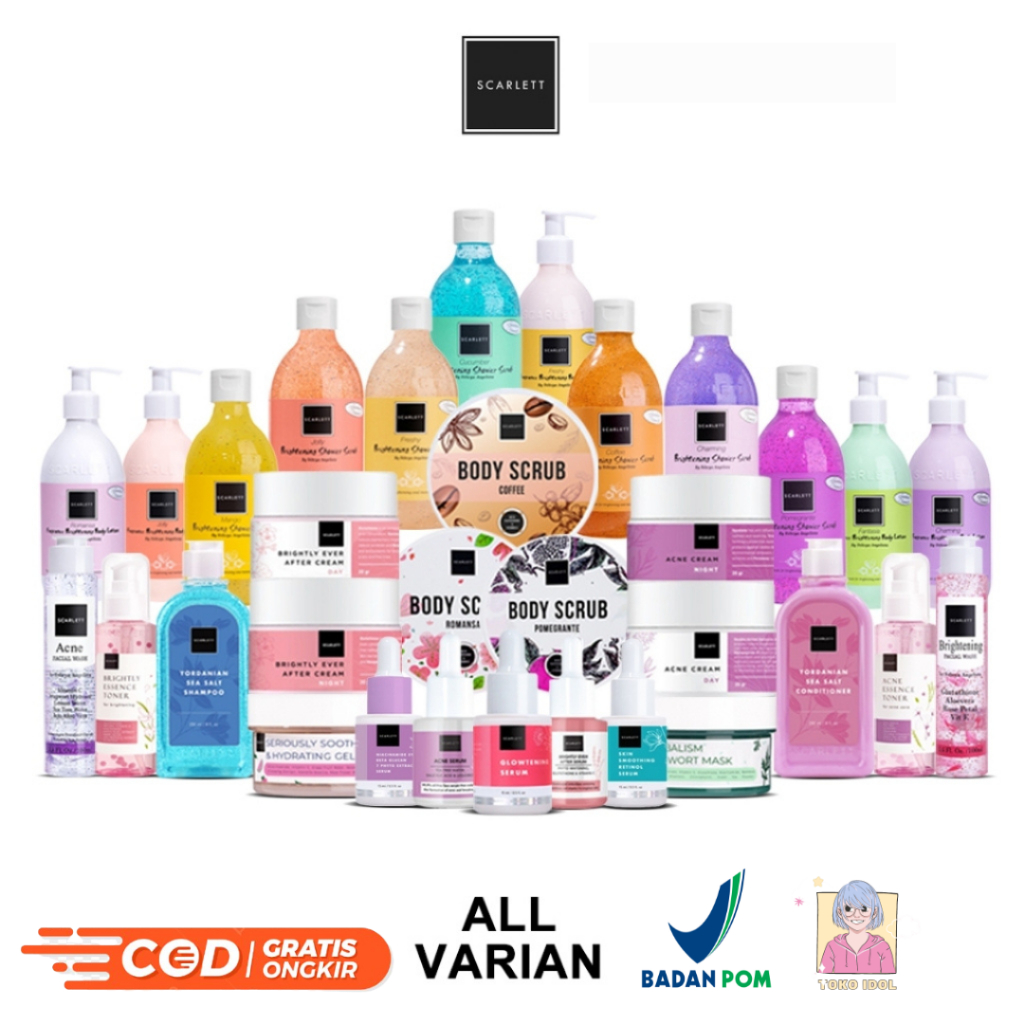 (100% ORIGINAL) SCARLETT WHITENING ORIGINAL, SCARLETT WHITENING BPOM,BODY LOTION SCARLETT,SERUM SCAR