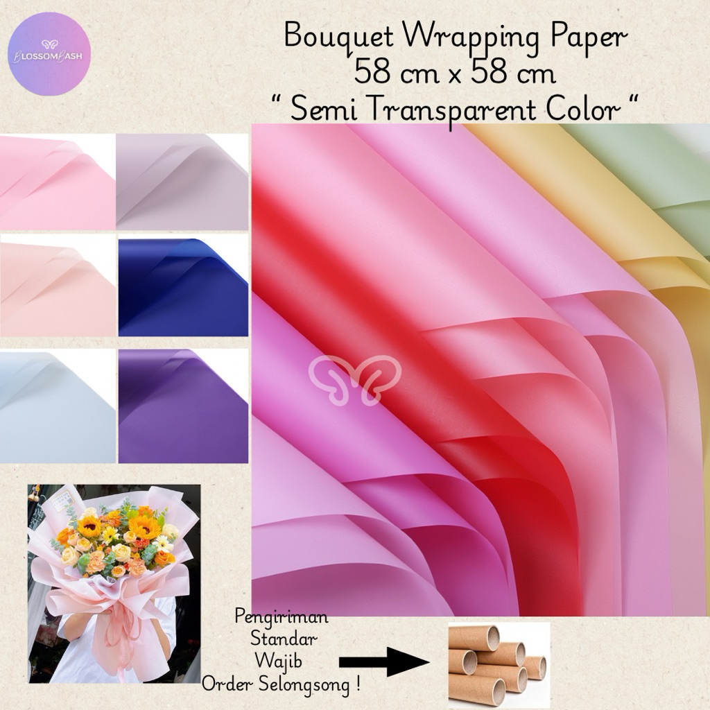 

[Per Pack] Pure Color Semi Transparant Wrapping Paper / Kertas Buket Warna Semi Transparant
