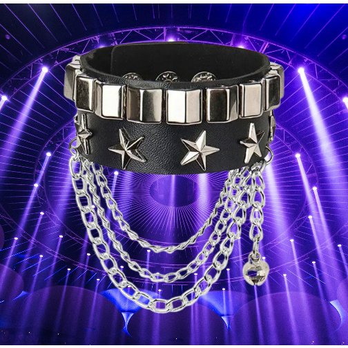 Perhiasan Gelang Retro Rock Kulit PU Dekoratif Bintang Pentagram Kepribadian Gelang Pasangan Perhias