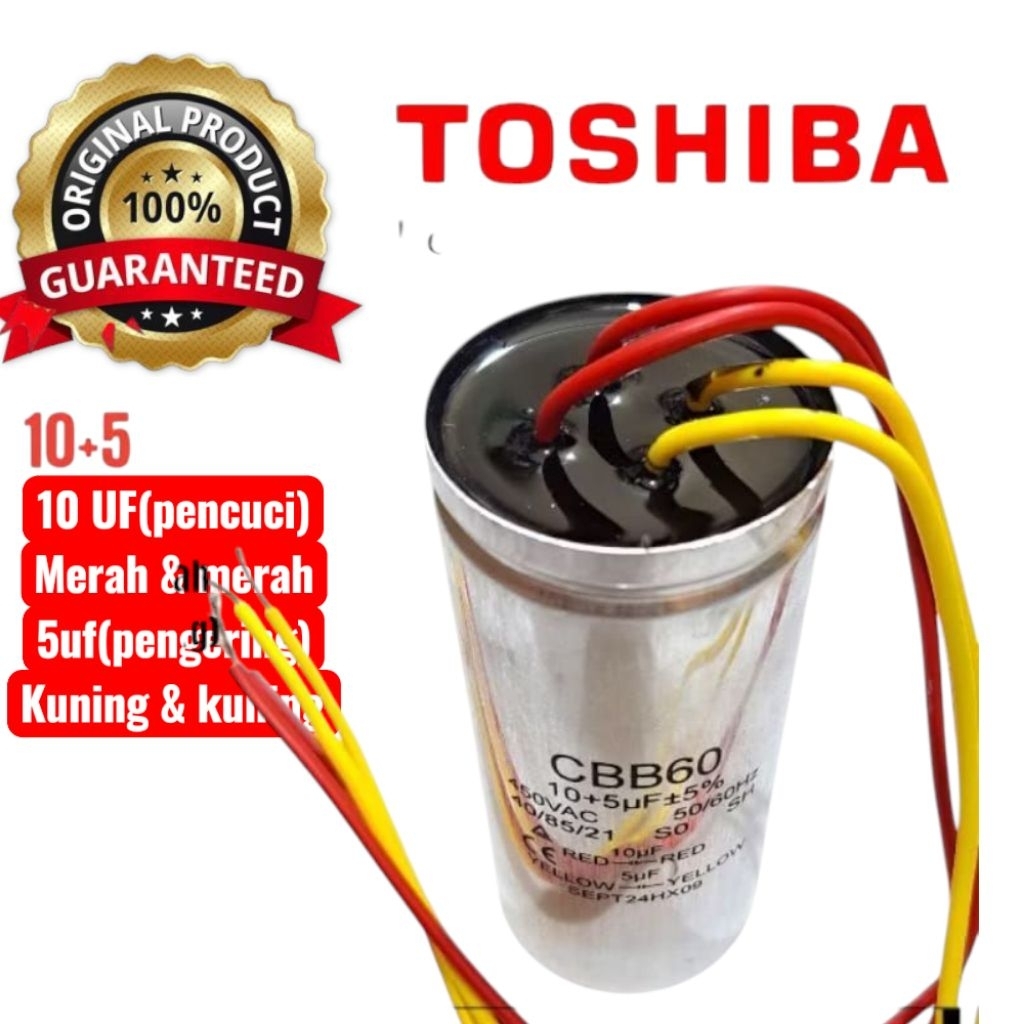 Kapasitor mesin cuci 2 tabung Toshiba original
