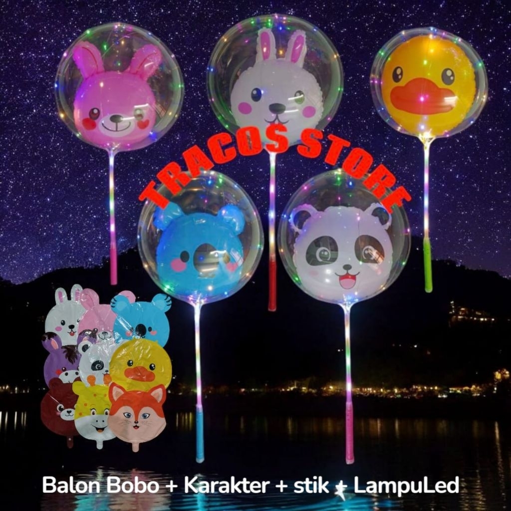 Balon Led Karakter Animal Balon Lampu Warna warni isi kepala hewan Kelap kelip