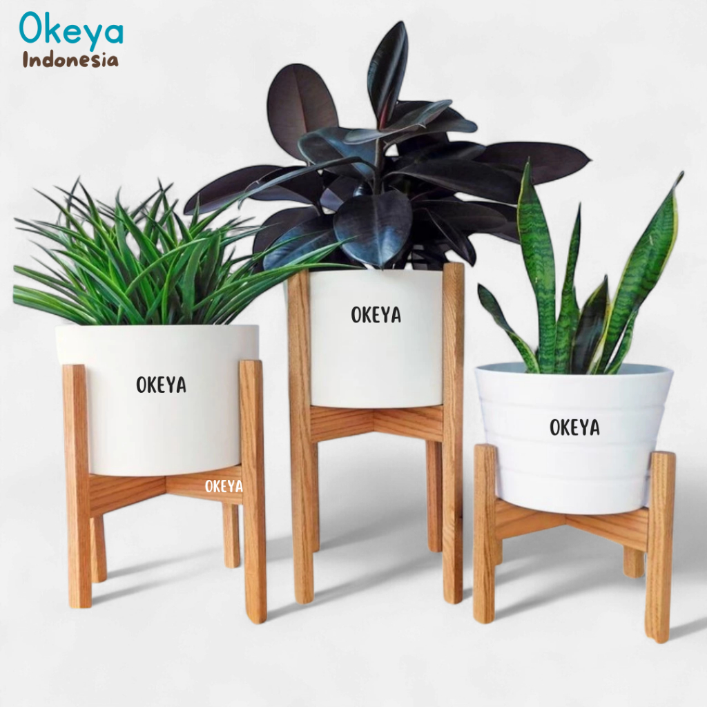 pot holder kayu rak kayu tempat pot tanaman  | standing planter minimalis