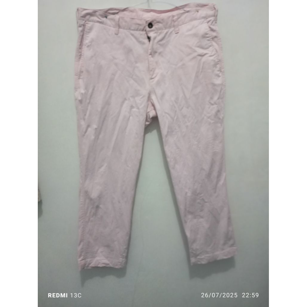 preloved celana panjang pria pink soft uniqlo