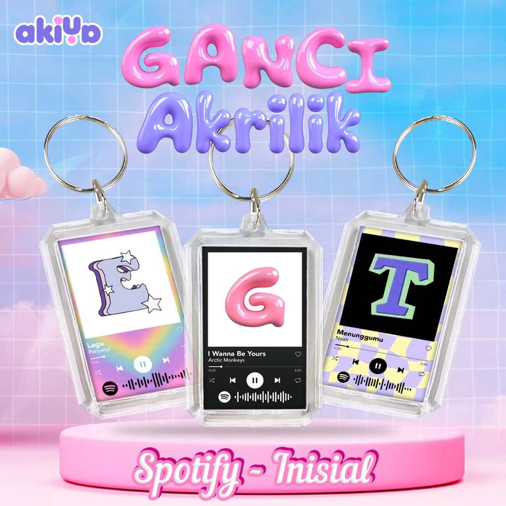 GANTUNGAN KUNCI INISIAL SPOTIFY  | GANTUNGAN KUNCI AKRILIK | GANCI SPOTIFY | GANCI CUSTOM | GANCI LU