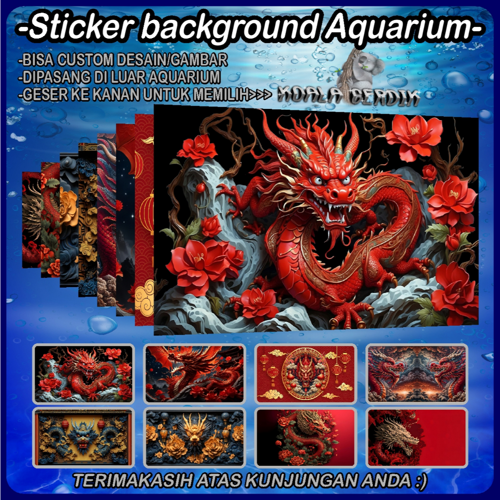 Stiker Background Aquarium Naga Dragon