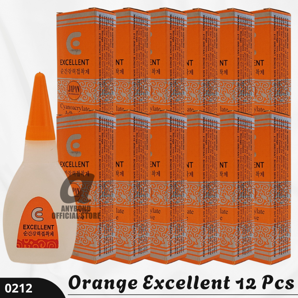 Orange Excellent 12 Pcs Cyanoacrylate Adhesive Lem Cair Serbaguna Kuat dan Merekat