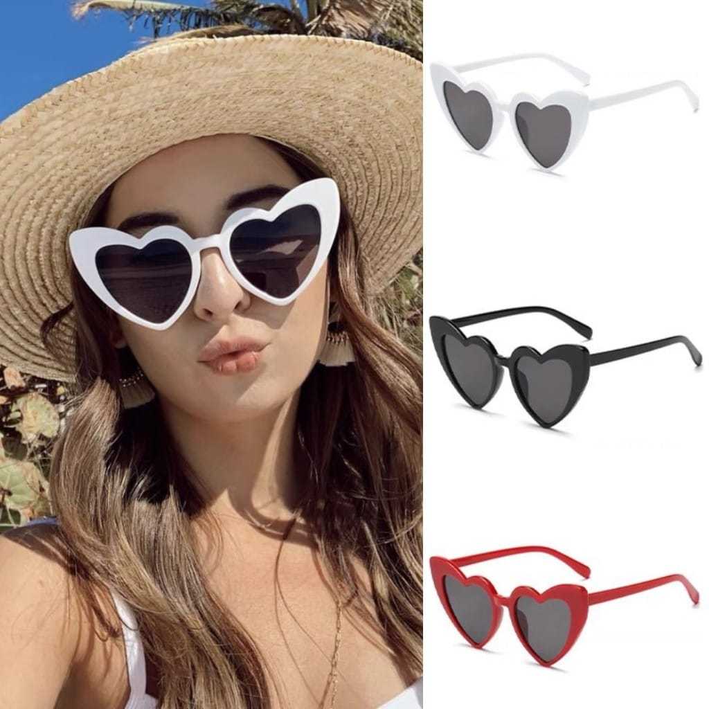 Kacamata Fashion Bentuk Love Gaya Retro – Sunglasses Unik untuk dewasa anak bayi Remaja/Frame Warna 