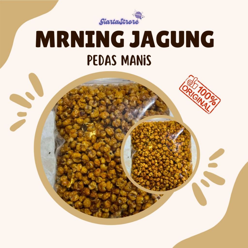 

Marning Jagung 1kg Pedas Manis Gurih Asin/Camilan Renyah Gurih